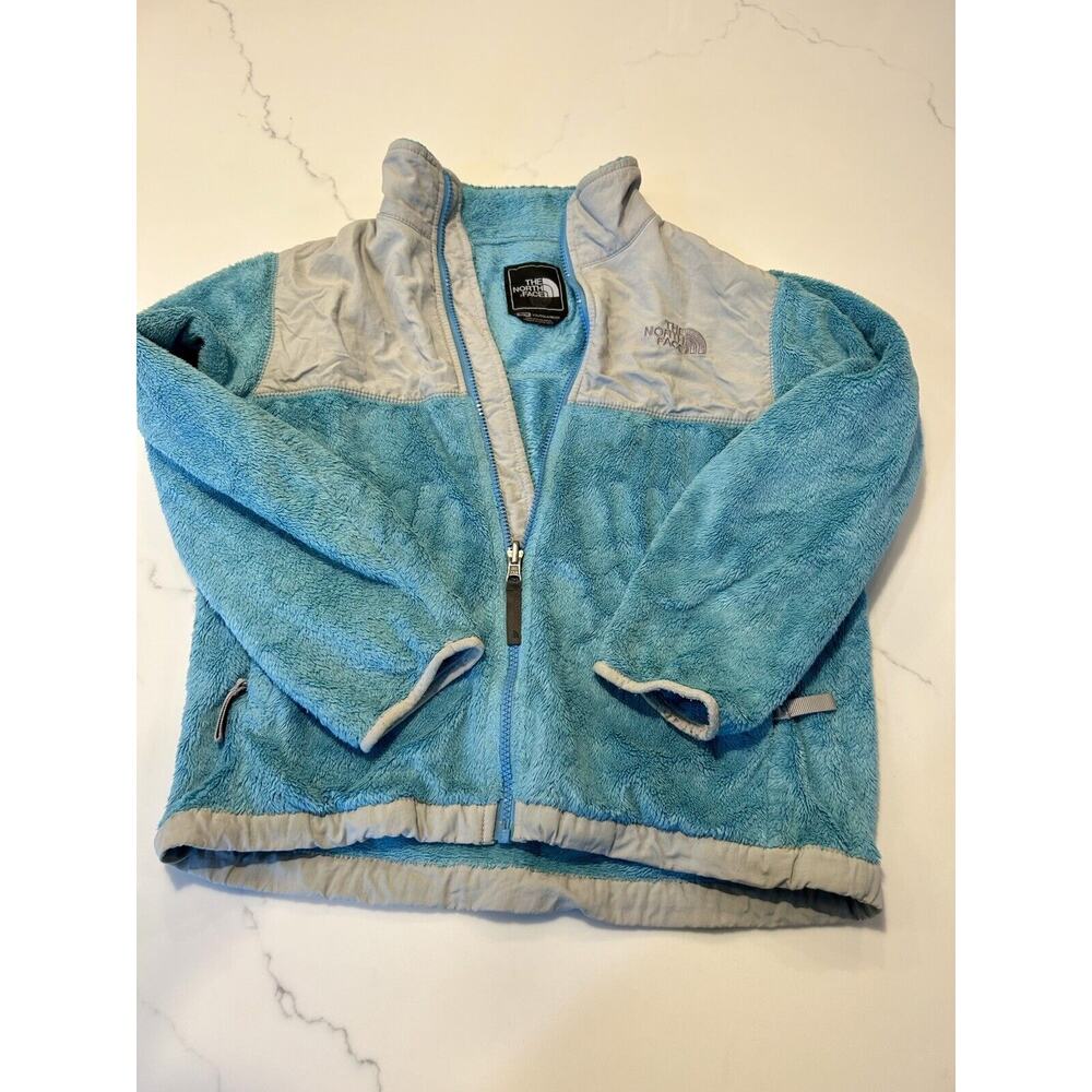 The North Face Osito Jacket Size M Youth High Pile Fleece Zipper Blue Gray